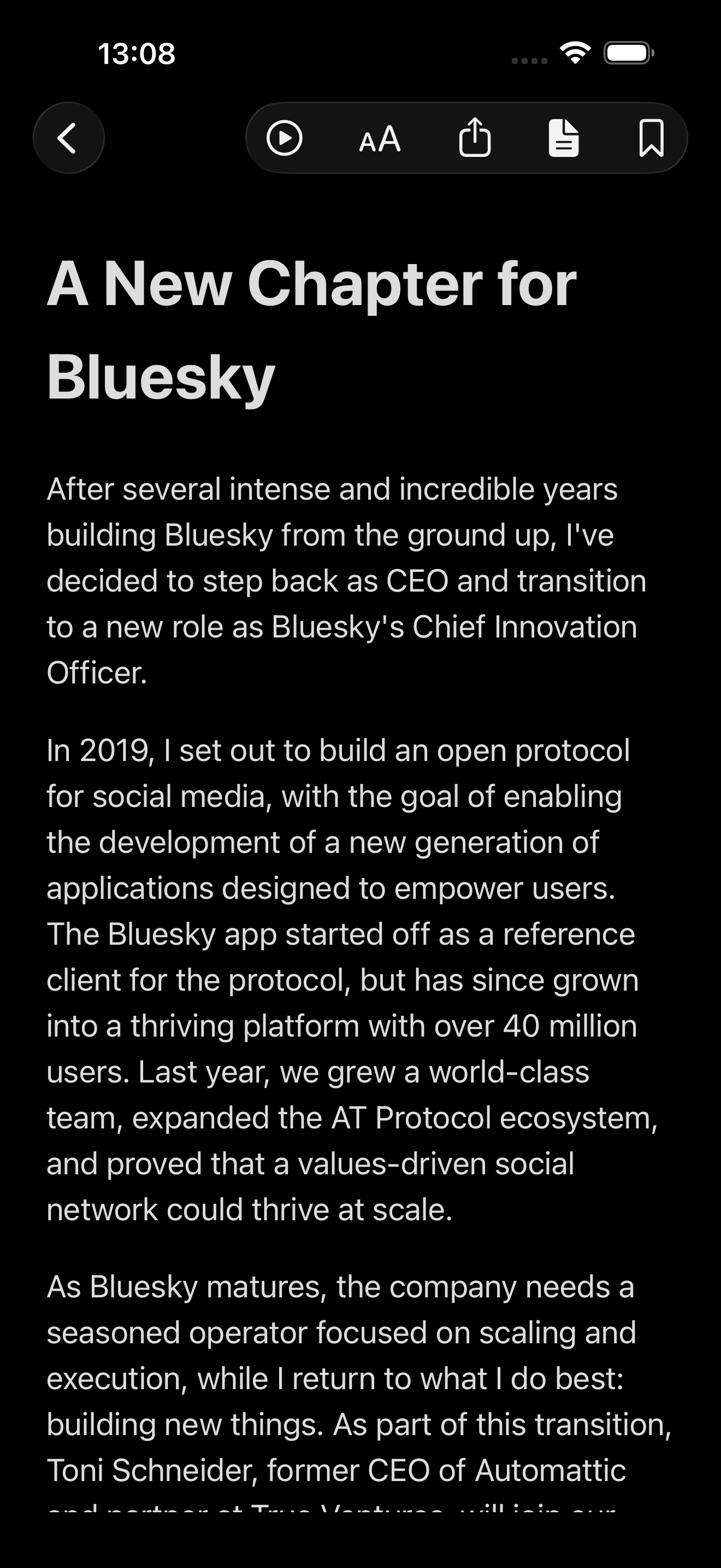 SwiftWire on iPhone - Article View